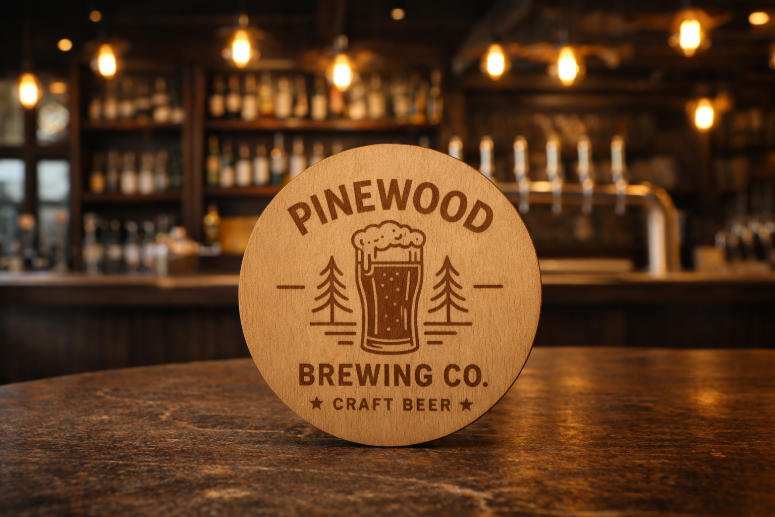 🍺 Dřevěný gravírovaný podtácek / Wooden Engraved Coaster