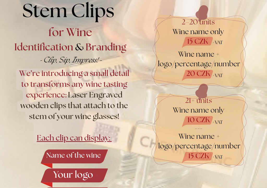 🍷 Dřevěný klips na stopku sklenice / Wooden Wine Stem Clip