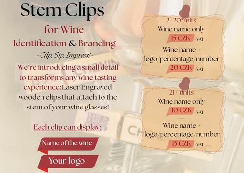 🍷 Dřevěný klips na stopku sklenice / Wooden Wine Stem Clip