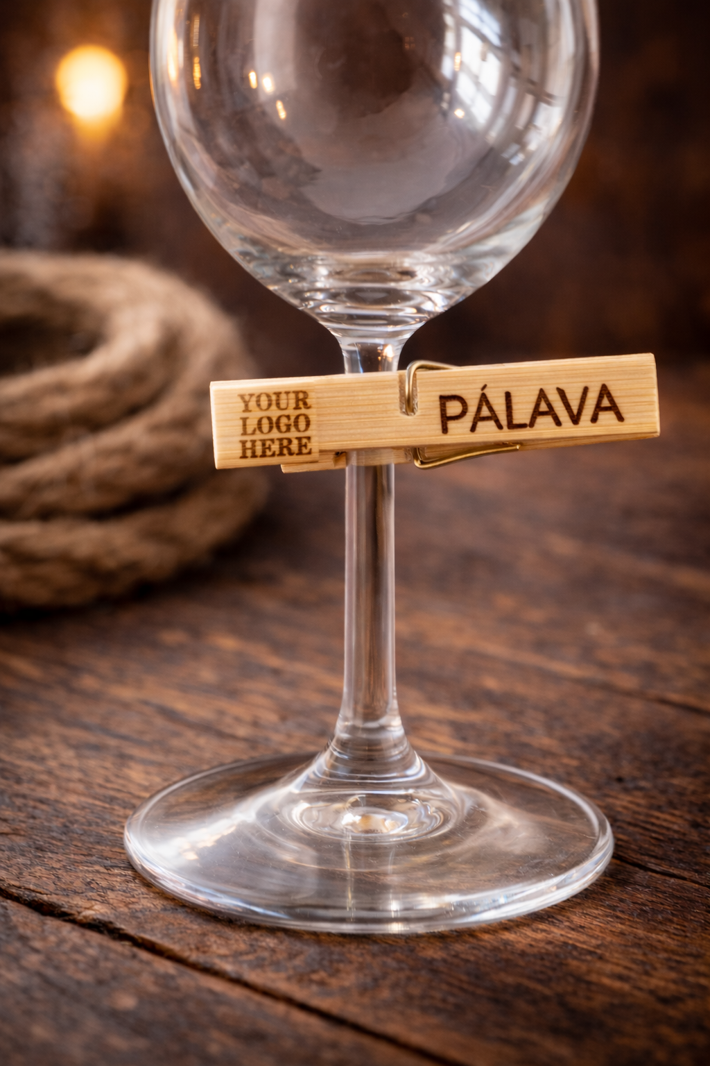 🍷 Dřevěný klips na stopku sklenice / Wooden Wine Stem Clip